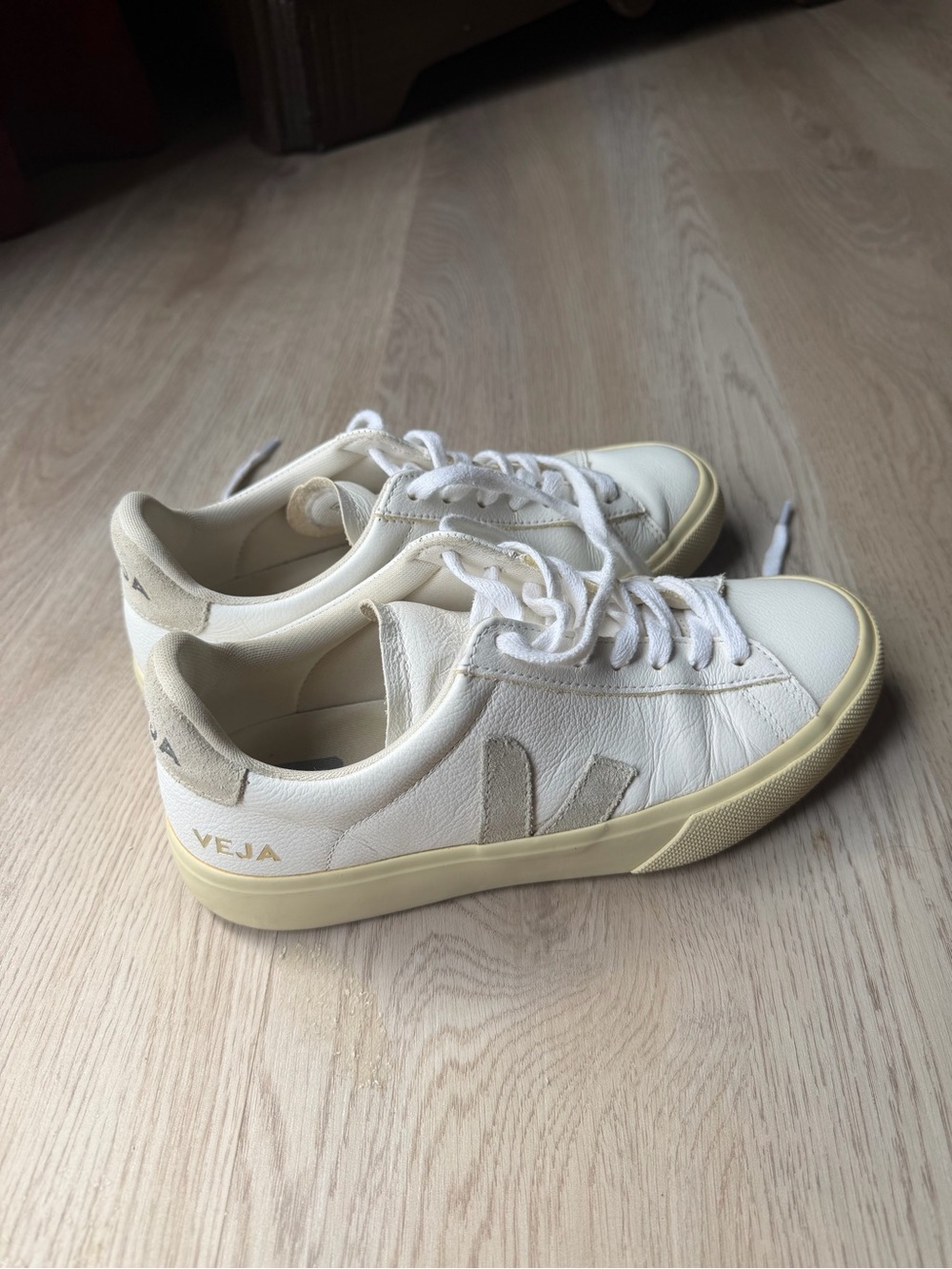 Veja White Campo Leather Sneakers